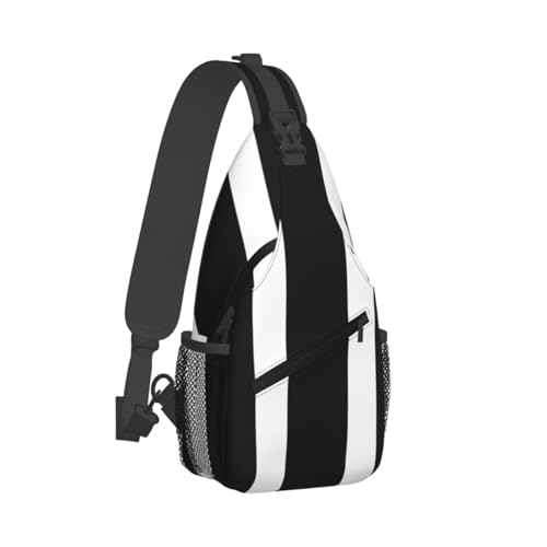 Bolso cruzado de pecho para hombre estilo banda diagonal negro y blanco miniatura 2