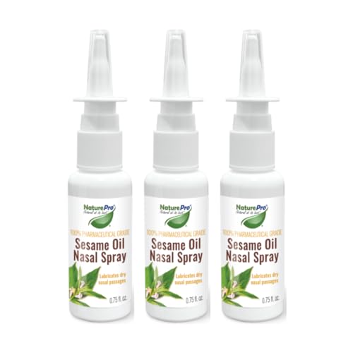 NaturePro - 3 Pack All-Natural Nasal Moisturizer Spray with 100% Pharmaceutical Grade Sesame Oil 0.75fl. to Soothe & Moisturize Dry Nose, Organic Nasal Lubricant & Decongestant for Dry Nose Relief