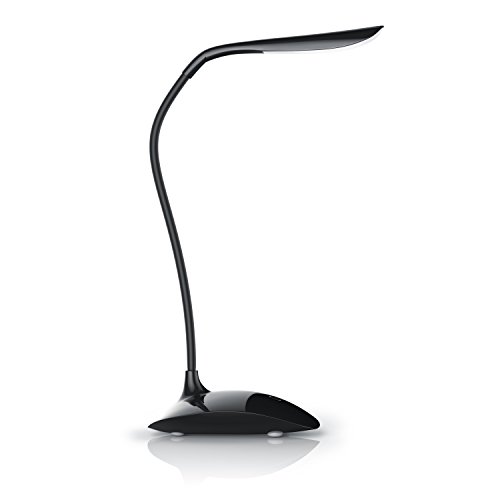 CSL - LED Schreibtischlampe dimmbar - 3 Helligkeitsstufen - Batteriebetrieb möglich - Leselampe Bürolampe Tischleuchte - stromsparend - berührungsgesteuert - schwarz