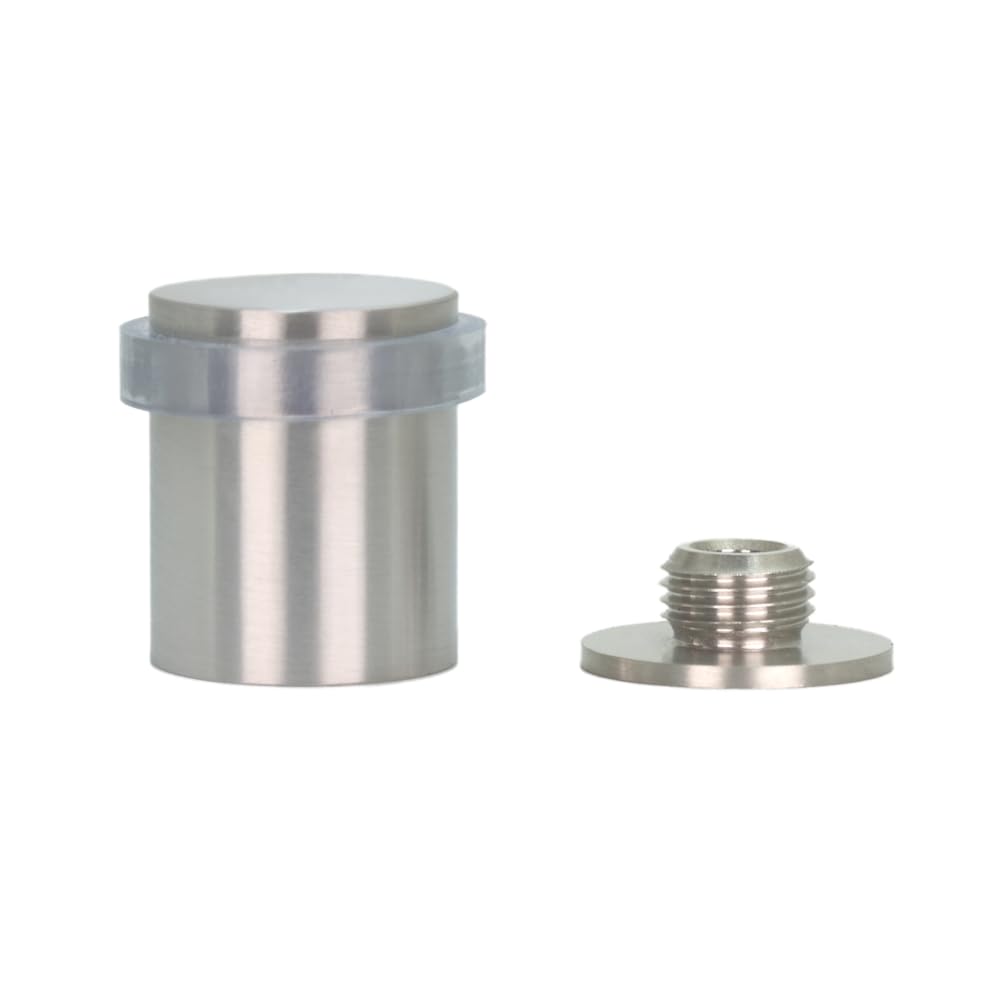 EVI Door Stops | Stainless Steel Door Stopper - Screw Fastening - Transparent Rubber Protector - 0.94 x 1.18 Inch Door Stop