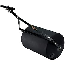 Brinly 270 lb. Combination Push/Tow Poly Lawn Roller with Easy-Turn Tethered Plug, 18 by 24" - Flat Black
