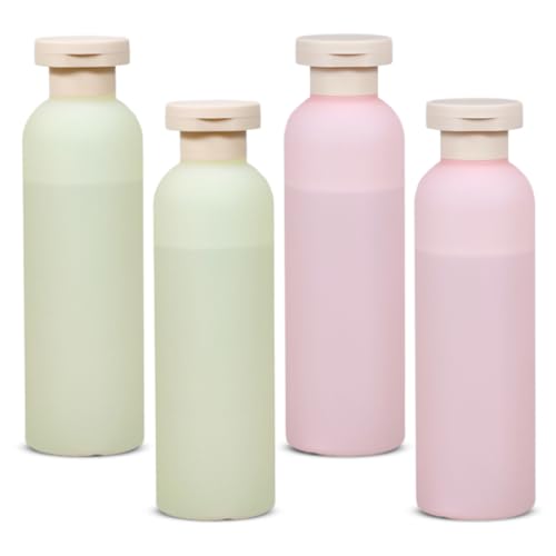 WEGLOK Botellas de Viaje de Silicona Rellenables, 4 Piezas, Botellas a Prueba de Fugas, Portátil Botes para Gel y Champu Viaje, Compacto y Ligero para Viajes, para Champú, Loción, Cosméticos, 200ml
