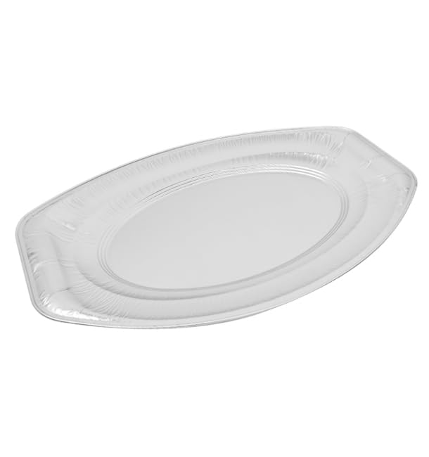 10 Bandejas de Aluminio Ovaladas, 2130ml, Repostería, Comida, Apto para Horno, Microondas, Resistentes, Desechables, Barbacoa, Parrilla, Picnic