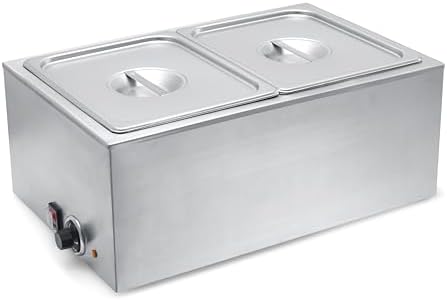 SYBO Commercial Grade Stainless Steel Bain Marie Buffet Food Warmer Steam Table for Catering and Restaurants (2 Sections)