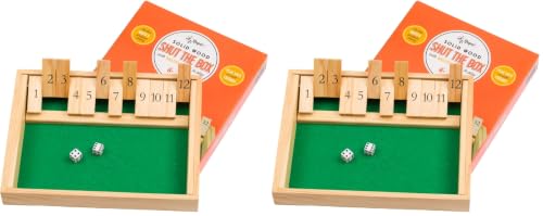 Image of Regal Games Shut The Box - Fun Table Math Game with Wooden Board for Adults & Kids - 12 Spots Dice Game with 2+ Player Games - Ideal for Game Night, Travel - (Ages 8+) (Pack of 2)