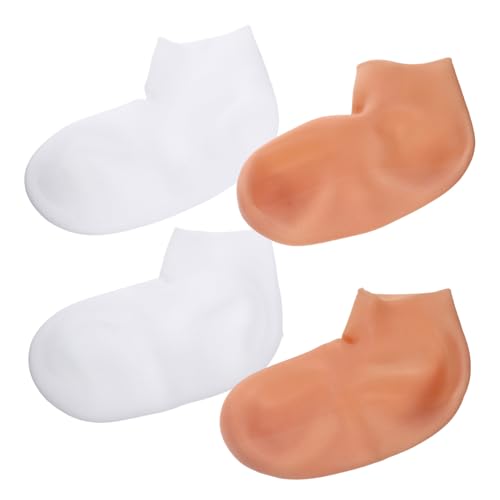 VALICLUD 2 pares Calcetines Hidratantes Reutilizables para Pies Agrietados y Secos de Unidades Spa para Exfoliación y Cuidado Talla Xl Blancos y Color Piel