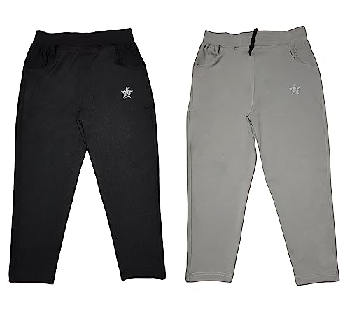Image of STARLATH Unisex Kids Trackpants, 4 Way Lycra Stretchable Pants and Lowers for Boys and Girls Kids, Use Daily Routine, Multi Sports Activity Pant (Multicolors Pack of 2)