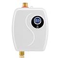 Tankless Water Heater Electric 110V Under Sink Small Hot Water Heater Instant On Demand for Kitchen Bathroom 3000W (White)