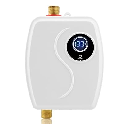 Tankless Water Heater Electric 110V Under Sink Small Hot Water Heater Instant On Demand for Kitchen Bathroom 3000W (White)