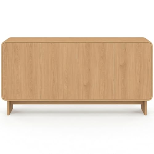 IDMarket - Buffet 160 cm Capucine XXL 4 Portes façon hêtre Design Arrondi