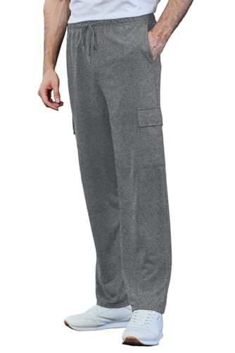 PINSPARK Pantalones Deportivos Running para Hombre Cargo Pants Casuales Pantalon Chandal Hombre Largo con Ajustable Cordón Cintura Cómodos Joggers Deporte Elástica con Bolsillos