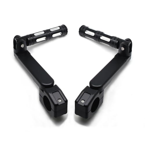 Image of MZS Motorcycle Highway Pegs, 1.25 inch CNC Highway Foot Pegs Adjustable Long Angled Mount Clamps Compatible with Road King Sportster Softail Street Electra Glide Dyna Rebel Shadow for 1 1 /4 Crash Bar