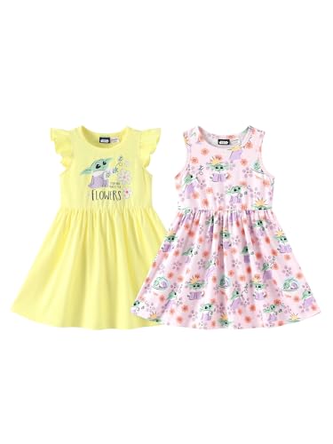 Image of Disney Frozen Elsa Princess Minnie Mouse Stitch Toddler Girl Dresses 2 Pack Short Ruffle Sleeve Costume Set Outfit 2-13 Years