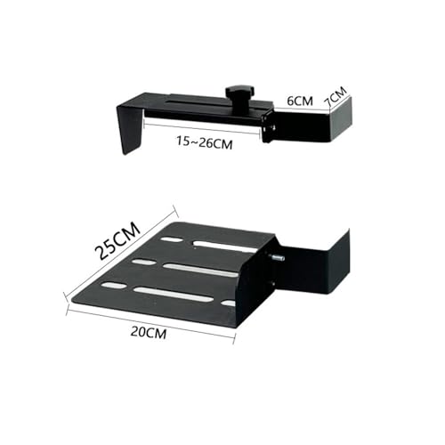Soporte para CPU bajo el escritorio - Soporte colgante dividido para torre PC, abrazadera negra de acero, soporte resistente para escritorio ajustable y torre PC miniatura 2