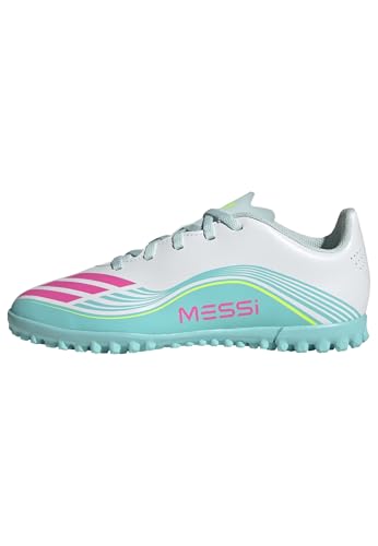 adidas Unisex niños F50 Messi Club Turf Football Shoes Kids, FTWR White/Lucid Pink/Flash Aqua, 35 EU