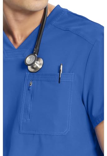 Image of Cherokee Infinity Mens Scrubs Top V-Neck Modern Fit 2 Pocket 360 Stretch