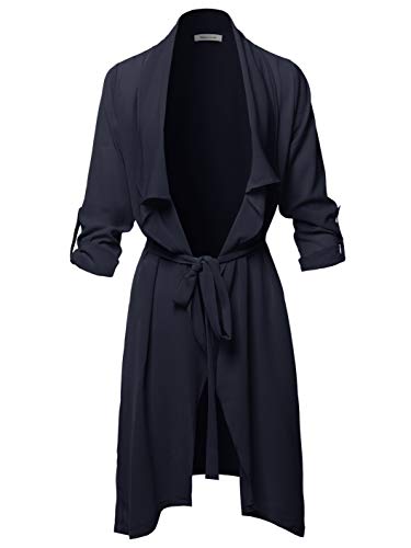 Made by Emma Women's Spring Lightweight Roll-up 3/4 Sleeve Waist Belt Woven Jacket