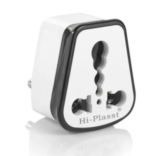 HI-PLASST 6A to 16A Converter Plug | 6 Amp to 16 Amps Converter Plug for 16A Extension Board with 16 Amp Socket & 16 Ampere Plugs Top – Compatible with A/C, Refrigerator, etc. (Black, 1 Piece)