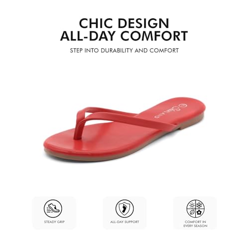 Image of Shoe Land Thong Flip Flops for Women, Memory Foam Flat Sandals, Lightweight Summer Slides, Non Slip Comfort Sandals for Beach, Travel and Everyday Wear
