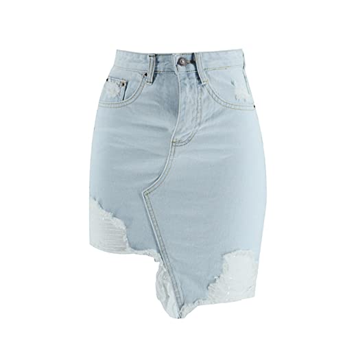 Women's Denim Skirt Women's Skirt Denim Skirt Ripped Short Skirt Fringed Skirt Large Size Summer4