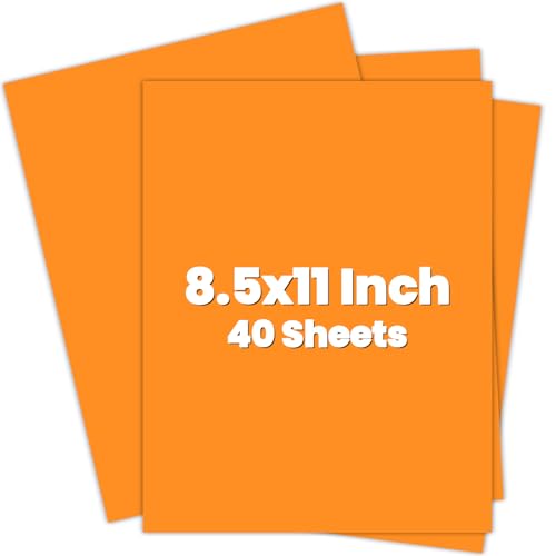 Orange Cardstock Paper 8.5 x 11 Card Stock Orange Paper 200GSM 8.5x11 Printer Paper 40 Sheets Bright Orange Construction Paper for Halloween Card Making Art Drawing Tags Invitations DIY Cards
