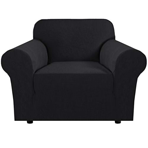 H.VERSAILTEX Stretch Chair Cover 1 Piece Armchair Cover Slip Covers for Sofas/Couches with Elastic Bottom Soft Thick Furniture Protector for Dogs Cats Jacquard Small Checked(Armchair 31