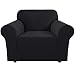 H.VERSAILTEX 1 Piece Couch Cover Stretch Stylish Furniture Cover/Protector Featuring Jacquard Textured Twill Fabric, High Spandex Lycra Slipcover Machine Washable/Skid Resistance (Chair, Black)
