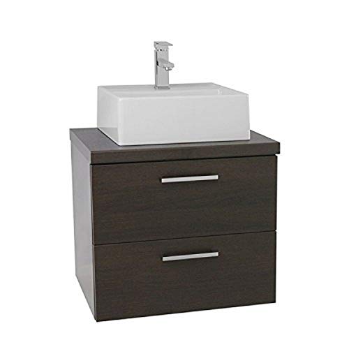 Iotti An43 Aurora Vessel Sink Bathroom Vanity With Wall Mounted, 22", Wenge #TOP27
