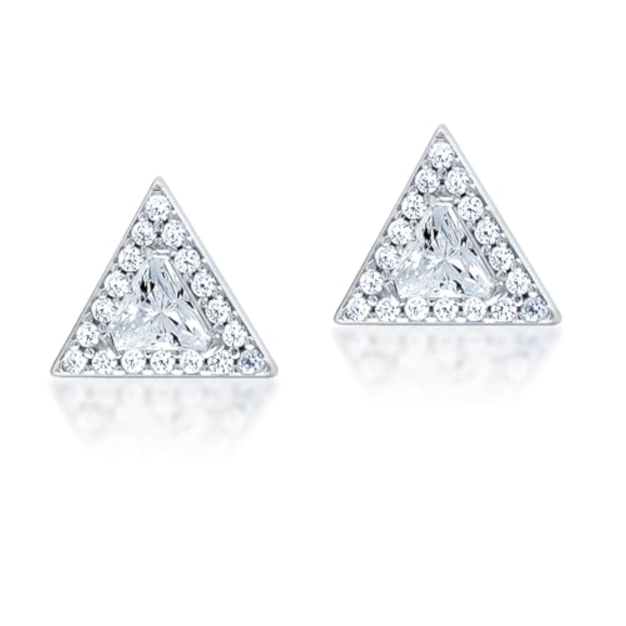 Women's 925 Sterling Silver CZ Studs Earrings, Triangular