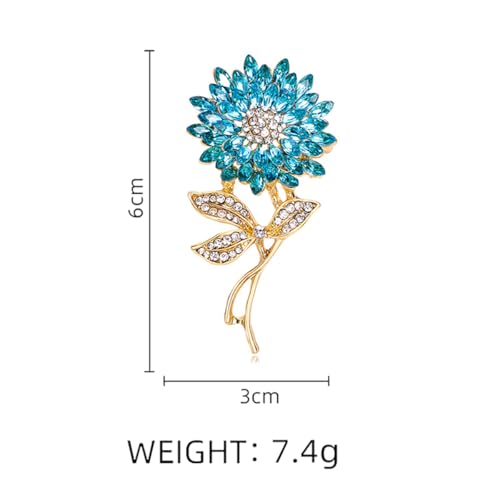 Image of Rhinestone Flower Brooch Pin Pink Blue Crystal Sunflower Brooch Big Large Bouquet Brooch Pin Wedding Ball Birthday Party Brooch Elegant Clothing Hat Bag Accessories Jewelly for Women