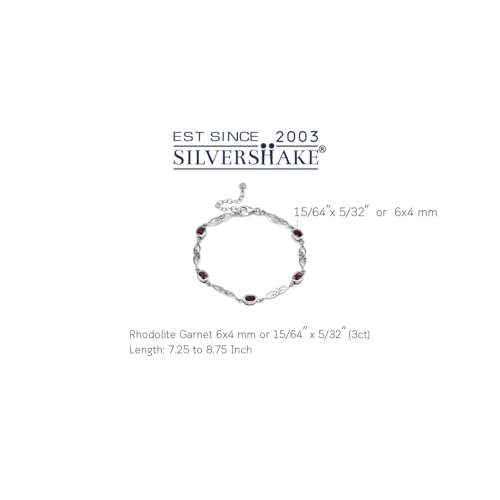 Image of Silvershake Birthstone Gemstones White Gold Plated or Yellow Gold Plated 925 Sterling Silver Scroll /Filigree Celtic Knot Weave 7.25 to 8.75 Inch with Adjustable Extension Bracelet Jewelry for Women