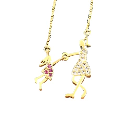 Collier maman et moi chaîne ras du cou argent sterling 925 zircone cubique