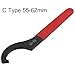C Hook Spanner Wrench for 38-42mm Round Nut, Carbon Steel Collet Chuck Removal Tool with Red Non-Slip Rubber Handle, Machine Tool Spanner for C Type 38-42mm/45-52mm/55-62mm/68-72(55-62mm)