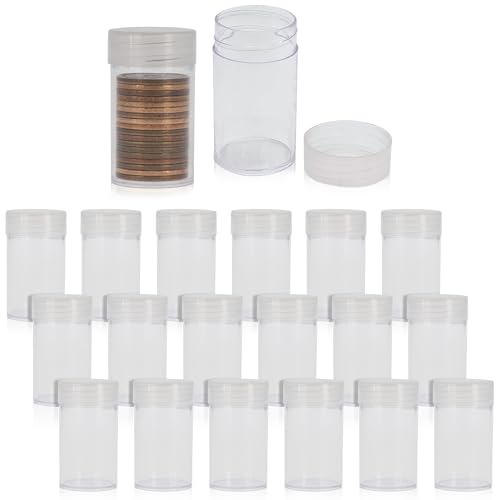 BCW Small Dollar Coin Tubes - 20 Count | Holds Sacagawea, Presidential & Susan B. Anthony Coins | Secure Plastic Coin Holders for Collectors & Storage | Durable Coin Collecting Supplies