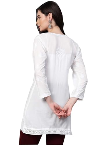 Image of Ada Hand Embroidered Lucknowi Chikankari Cotton Top for Women A208704