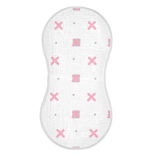 2 Pack Baby Burp Cloths, Soft Absorbent Burping Cloths for Babies, Cotton Milk Spit Up Rags, Large Size for Newborns, Baby Boys and Girls (Soft Square Print)2