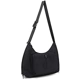 HYZUO Bolso Hobo Mujer Forma Bolsa Media Luna Bandolera Mano Grande Suave Acolchado Moderno con Correa Ajustable Ligero Plegable Holgado Bolso Cruzado, Ideal para Viajes Trabajo Uso Diario, Negro