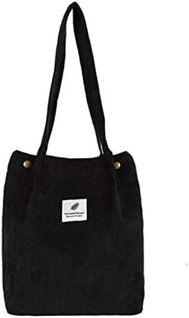 Corduroy Tote Bag for Women Girls Kids Shoulder Bag Washable Reusable Carry Bag with Inner Pocket for Mother Teacher School Work Beach Lunch Travel and Shopping Grocery
