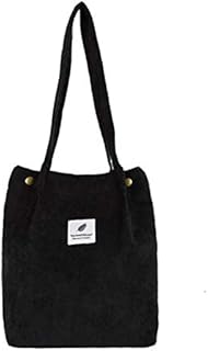 Corduroy Tote Bag for Women Girls Kids Shoulder Bag Washable Reusable Carry Bag with Inner Pocket for Mother Teacher School Work Beach Lunch Travel and Shopping Grocery