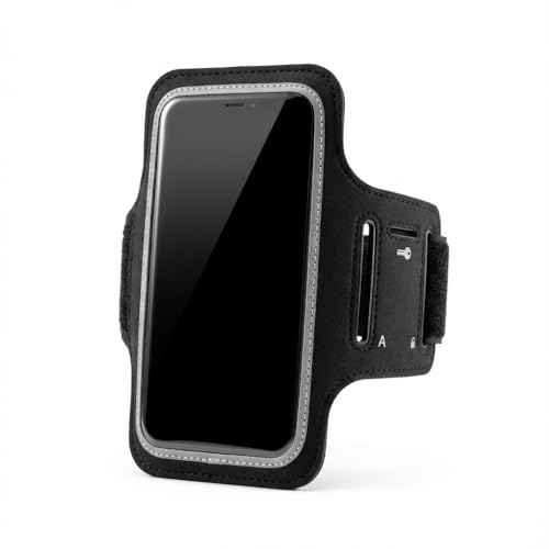 Braçadeira Porta Celular para Corrida e Academia – Neoprene Antissuor com Touch Screen, Ajuste em Velcro e Porta-Chave – Para Celulares de 4” a 5,5” (Preta)