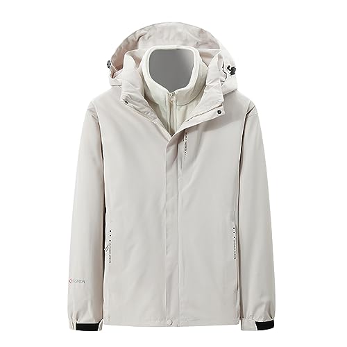 2026 Chaqueta Mujer Impermeable Cortavientos Gruesos 3 en 1, Abrigo Cálido al Aire Libre Chaqueta Mujer con Capucha Desmontable Senderismo Casual Ropa con Bolsillo Suelta Deportiva Otoño Invierno
