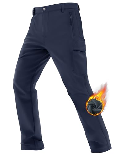 TACVASEN Men's Winter Tactical Pants Fleece Lined Cargo Hiking Pants Stretch Water Resistant Outdoor Softshell Pants