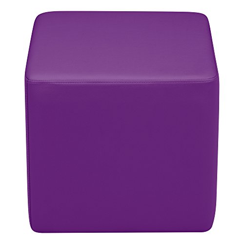 Image of Sprogs 18 inch H Structured Cube Stool -Flexible Modular Collaborative Soft Seating for Office, Home, Lounge and School Classrooms with Durable Frame & Set of 2 inch Casters Add-on -Purple