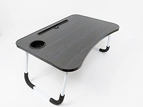 ECOZINK Mesa Escritorio Plegable para pc, Mesa para Cama Plegable, con Ranura para tu movil, Tablet, Posavasos integrdo, Escritorio para Trabajar Comer u Otro Servicio (Black) Cover