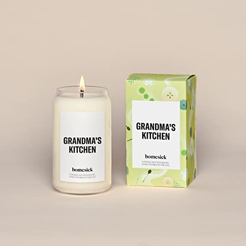 Homesick Premium Scented Candle, Grandma's Kitchen - Scents Of Butter, Apple, Cream, 13.75 Oz, 60-80 Hour Burn, Natural Soy Blend Candle Home Decor, Relaxing Aromatherapy Candle #TOP3