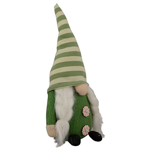 9.25" Green Striped Hat Girl Springtime Gnome4