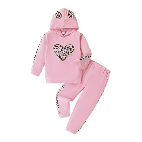 Image of 2PC Girls Clothes Girl letter and Floral print Hooded Set, letter print Top +Floral print Pants Set