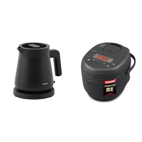 アイリスオーヤマ 新生活セット2点セット ケトル 黒+炊飯器3合 黒