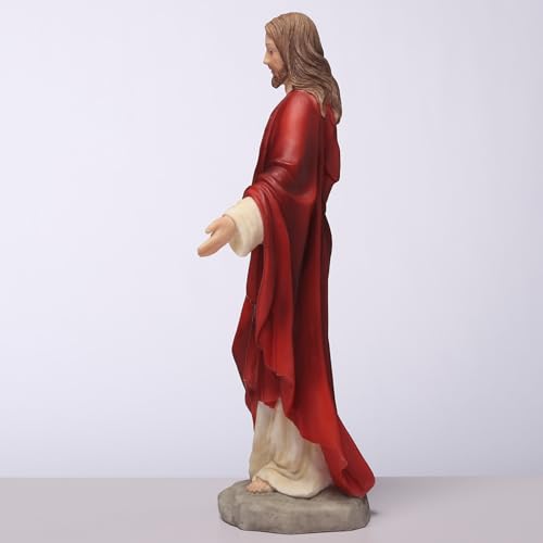 Estatua Religiosa Corazón Sagrado de Jesús Polyresina 6.13 pulg miniatura 3