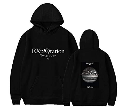 Xkpopfans Kpop EXO Hoodie New Album Planet#5 Pullover Sehun Lay Suho Xiumin Kai Sweatshirt 2XL Black C